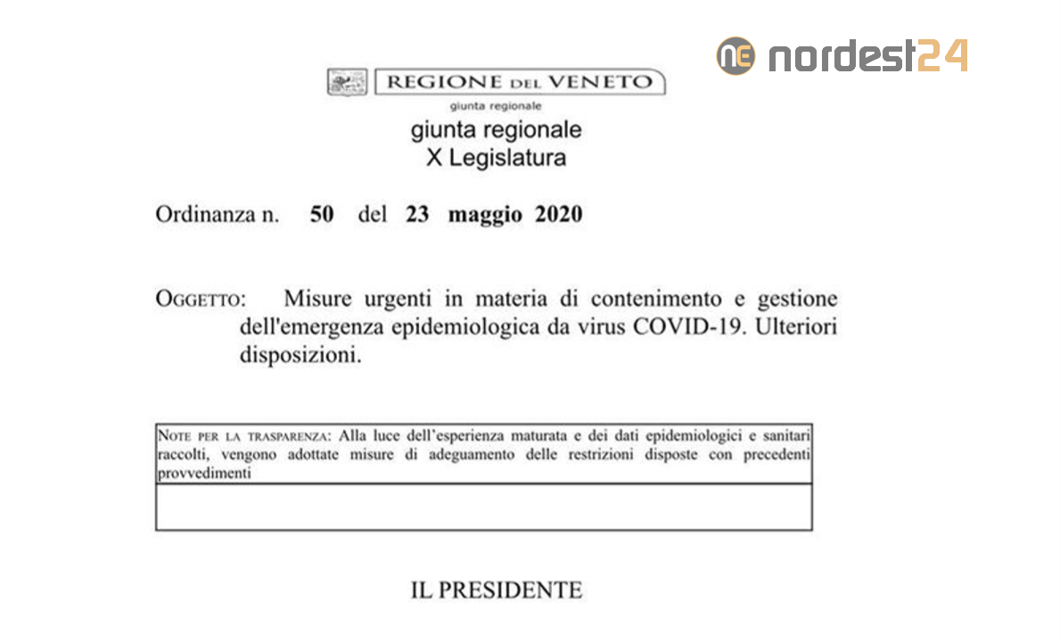 Nuova Ordinanza Di Zaia In Veneto Scarica Pdf 23 05 2020 Nordest24