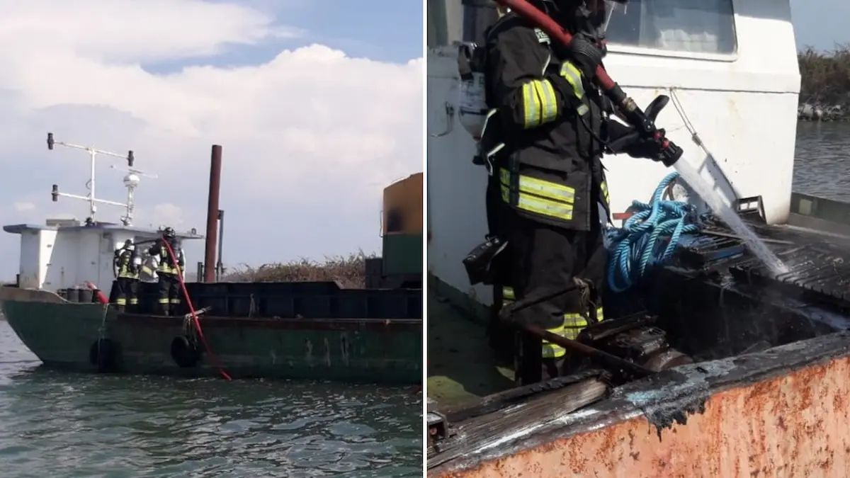 incendio a bordo di un'imbarcazione ad uso draga