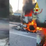Incendio di un camion autospurgo a Campolongo Maggiore
