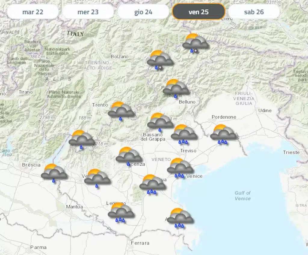 METEO VENETO 25 APRILE 2025